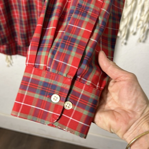 Burberry London Men's Red Plaid Long Sleeve Button Down Shirt Size XL - Picture 3 of 9